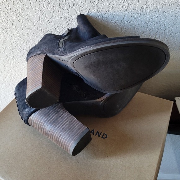 Lucky Brand LK Lamija Black Oiled Leather Double Zip Open Toe Heel Booties 10M - Picture 5 of 6